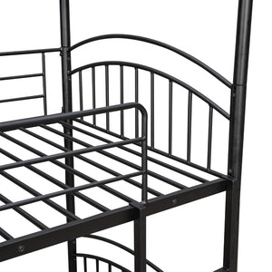 English Elm Twin Over Kids House Bunk Bed with Slide Powder Coated Metal Frame Black MF313919AAB