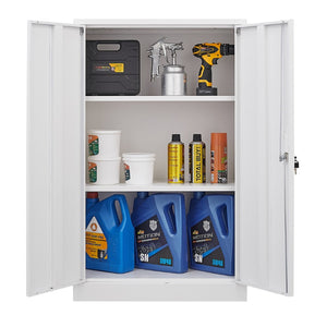 English Elm White Powder-coated Metal Locker Cabinet with Locking Doors and Adjustable Shelving W124757865