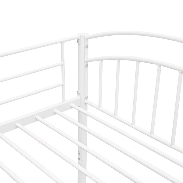English Elm Twin Over Steel Bunk Bed Convertible White Kids Guest Room Sleeper MF290257AAK
