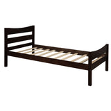 Hearth and Haven Zenithon Twin Size Platform Bed with Headboard and Slat Support, Espresso WF191768AAP