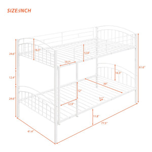 English Elm Twin Over Steel Bunk Bed Convertible White Kids Guest Room Sleeper MF290257AAK