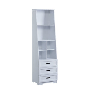 English Elm Kids White Mdf Bookcase with Hand Carved Detail Open Shelves and Drawers for Playroom B05367943