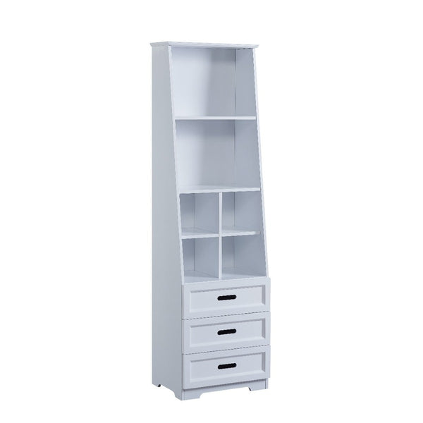 English Elm Kids White Mdf Bookcase with Hand Carved Detail Open Shelves and Drawers for Playroom B05367943