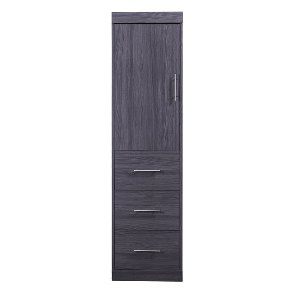 English Elm Twin Murphy Bed with Wardrobe & Drawers, Gray Folding Space-Saving Cabinet Bed, Durable MDF/Metal Storage GX002002AAE