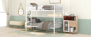 English Elm Twin Over Steel Bunk Bed Convertible White Kids Guest Room Sleeper MF290257AAK
