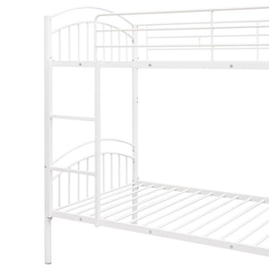 English Elm Twin Over Steel Bunk Bed Convertible White Kids Guest Room Sleeper MF290257AAK