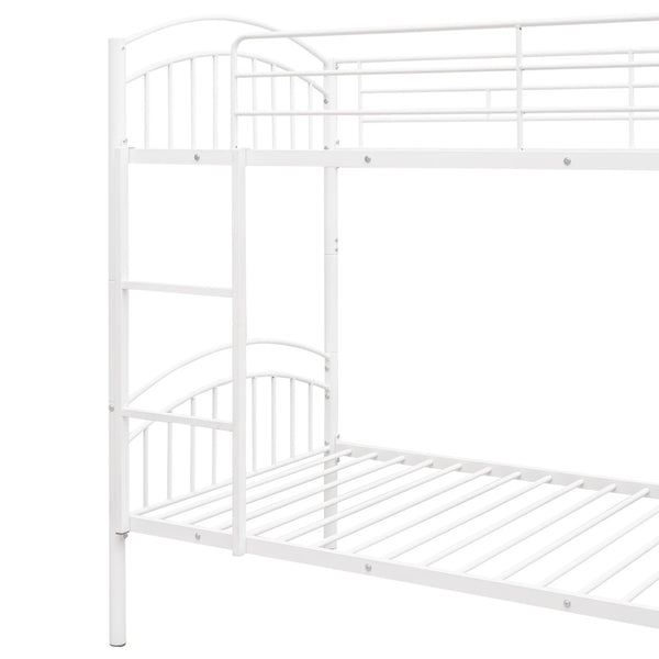 English Elm Twin Over Steel Bunk Bed Convertible White Kids Guest Room Sleeper MF290257AAK