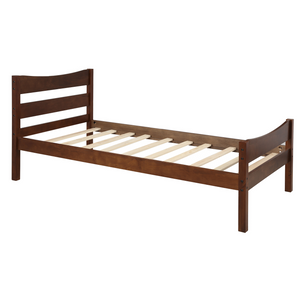 Hearth and Haven Zenithon Twin Size Platform Bed with Headboard and Slat Support, Walnut WF191768AAD