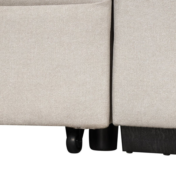 English Elm 84.75" Linen Sectional Sleeper Sofa with Storage Ottoman for Apartment Living SG000550AAA