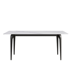 English Elm 70.87" Modern Artificial Stone Dining Table With Black Metal Legs – Seats 6-8, Perfect For Any Space W1535S00120