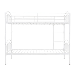 English Elm Twin Over Steel Bunk Bed Convertible White Kids Guest Room Sleeper MF290257AAK