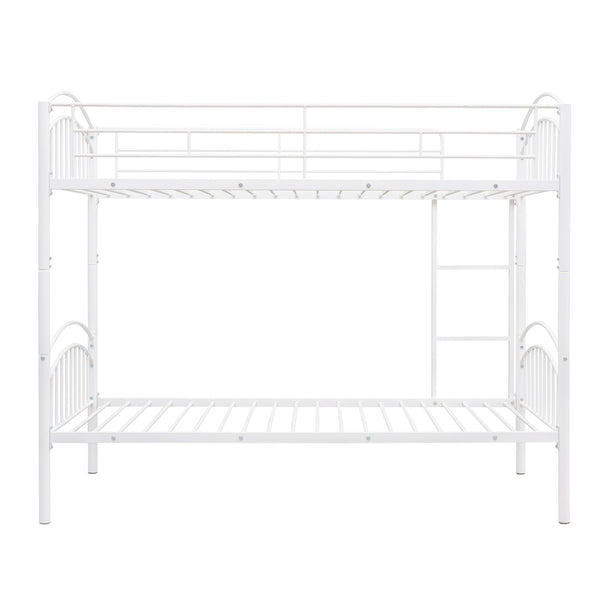English Elm Twin Over Steel Bunk Bed Convertible White Kids Guest Room Sleeper MF290257AAK