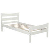 Hearth and Haven Zenithon Twin Size Platform Bed with Headboard and Slat Support, White WF191768AAK