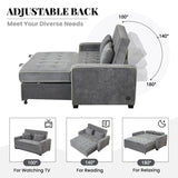 English Elm 66.5" Upholstered Sleeper Bed, Pull Out Sofa Bed Couch Attached Two Throw Pillows, Dual Usb Charging Port and Adjustable Backrest For Living Room Space, Charcoal Gray