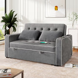 English Elm 66.5" Upholstered Sleeper Bed, Pull Out Sofa Bed Couch Attached Two Throw Pillows, Dual Usb Charging Port and Adjustable Backrest For Living Room Space, Charcoal Gray