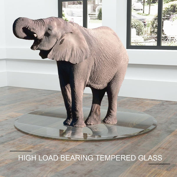 English Elm 36" Round Tempered Glass Table Top Polished Edge Clear Surface for Dining or Coffee W126560362