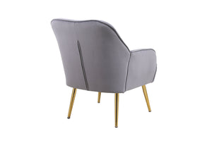 English Elm Modern Mid Century Chair velvet Sherpa Armchair with Gold Iron Legs Plush Seat Sponge Cushion, 250lb Capacity Grey W136165559