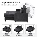 English Elm 66.5" Upholstered Sleeper Bed , Pull Out Sofa Bed Couch Attached Two Throw Pillows,Dual Usb Charging Port and Adjustable Backrest For Living Room Space, Black