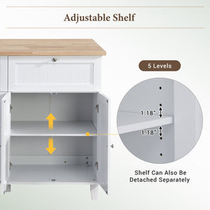 English Elm Topmax Farmhouse Kitchen Island with Drop Leaf Storage Drawers and Two Stools Included SH000234AAK