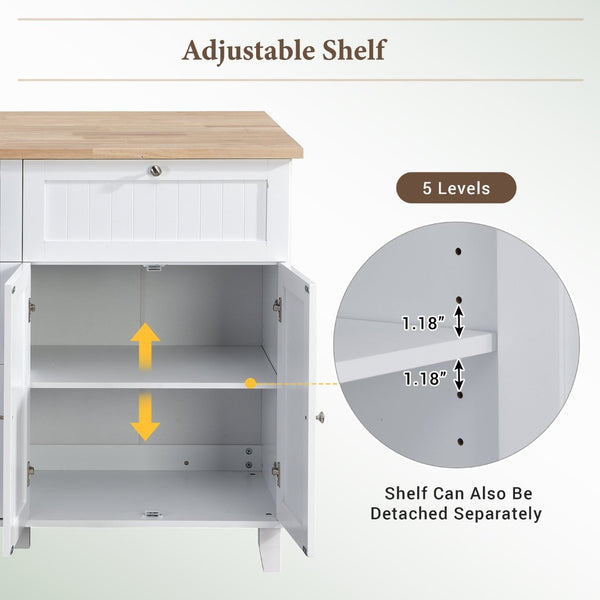 English Elm Topmax Farmhouse Kitchen Island with Drop Leaf Storage Drawers and Two Stools Included SH000234AAK