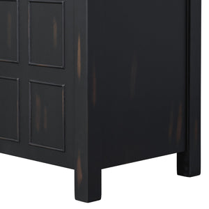 English Elm 36" Retro Espresso Bathroom Vanity Organizer with Sink — Solid Wood, Handcrafted Distressed Finish, Spacious Storage and Soft-Close Doors SV000004AAE-2