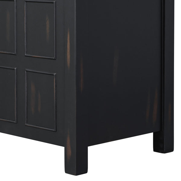 English Elm 36" Retro Espresso Bathroom Vanity Organizer with Sink — Solid Wood, Handcrafted Distressed Finish, Spacious Storage and Soft-Close Doors SV000004AAE-2