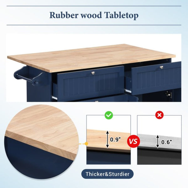 English Elm Topmax Farmhouse Kitchen Island with Drop Leaf Four Drawers Cabinet and Two Stools SH000234AAC