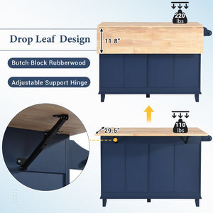 English Elm Topmax Farmhouse Kitchen Island with Drop Leaf Four Drawers Cabinet and Two Stools SH000234AAC