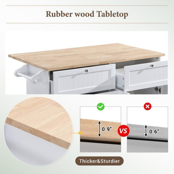 English Elm Topmax Farmhouse Kitchen Island with Drop Leaf Storage Drawers and Two Stools Included SH000234AAK