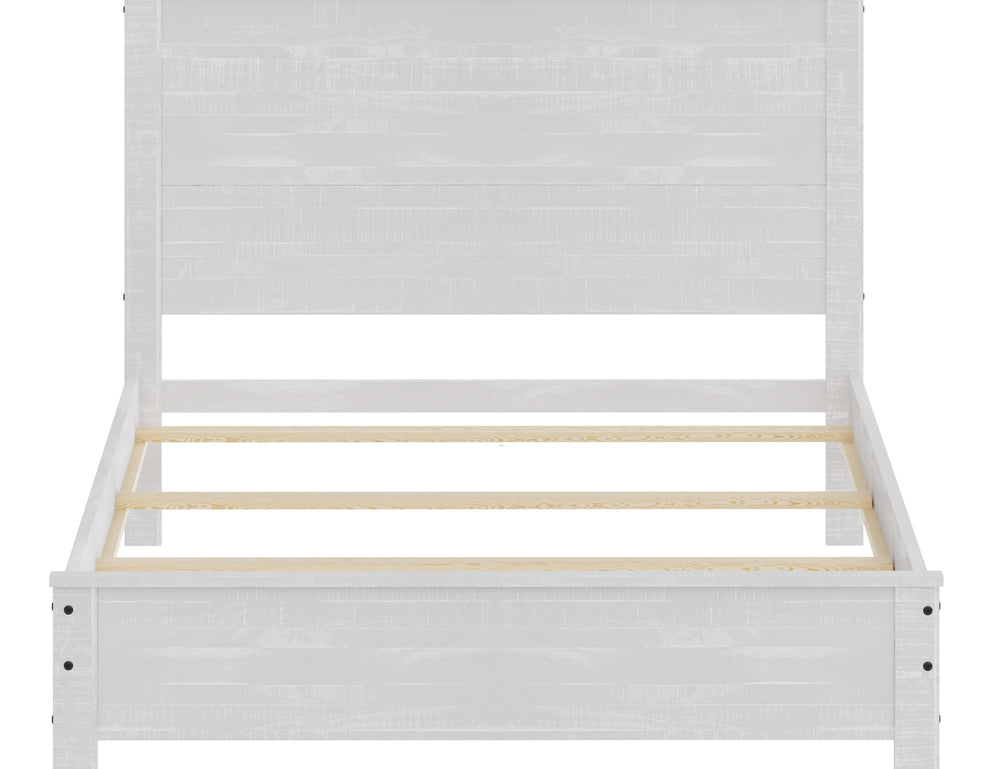 English Elm Albany Solid Wood Twin Bed Frame with Headboard — Sustainable, Heavy-Duty Modern Rustic Design, Durable Elegance White B03768224