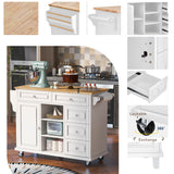 Hearth and Haven Vivienne Rolling Mobile Kitchen Cart with 5 Drawers, White WF297003AAW