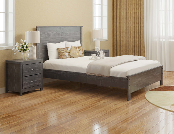 English Elm Albany Solid Wood Twin Bed Frame with Headboard — Sustainable, Heavy-Duty Modern Rustic Design, Durable Elegance Grey B03768225