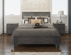 English Elm Albany Solid Wood Twin Bed Frame with Headboard — Sustainable, Heavy-Duty Modern Rustic Design, Durable Elegance Grey B03768225