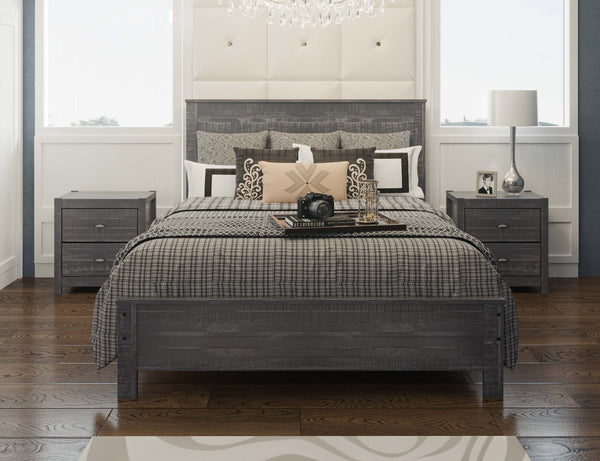 English Elm Albany Solid Wood Twin Bed Frame with Headboard — Sustainable, Heavy-Duty Modern Rustic Design, Durable Elegance Grey B03768225