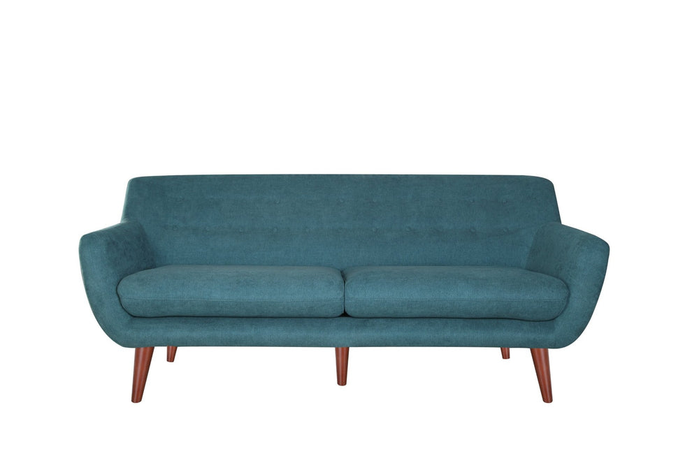 English Elm Brenna Compact Teal Fabric Sofa Geometric Silhouette for Modern Apartment Living Rooms B05467991