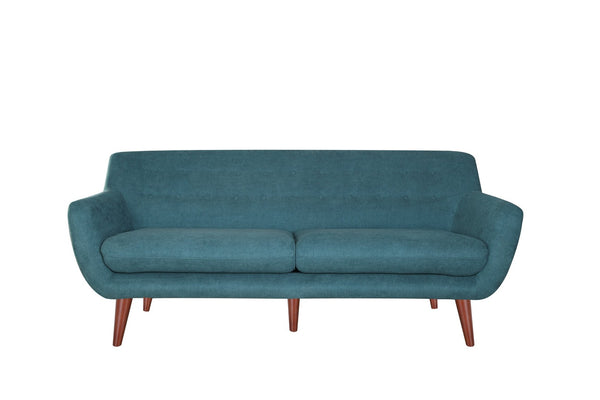 English Elm Brenna Compact Teal Fabric Sofa Geometric Silhouette for Modern Apartment Living Rooms B05467991