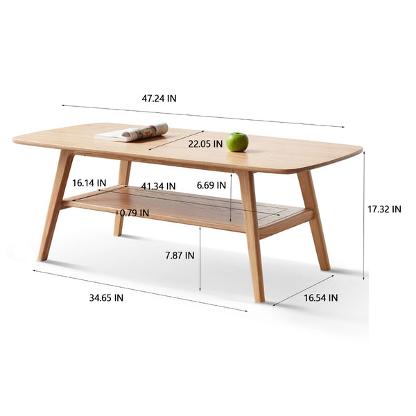 English Elm Solid Beech Wood Writing Desk 47 Inch with Two Drawers for Modern Home Office W128362454