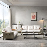 Beige Sectional Sofa with Faux Leather/Fabric Upholstery, Wood Legs - Sturdy & Stylish