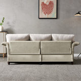 English Elm Living Room Furniture Linen Fabric Faux Leather With Wood Leg Sofa (Beige)