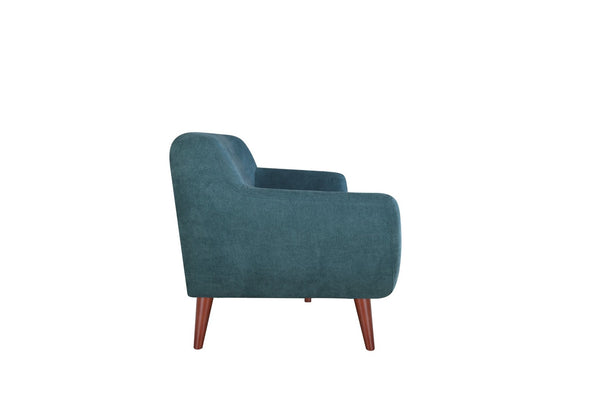 English Elm Brenna Compact Teal Fabric Sofa Geometric Silhouette for Modern Apartment Living Rooms B05467991