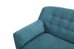 English Elm Brenna Compact Teal Fabric Sofa Geometric Silhouette for Modern Apartment Living Rooms B05467991