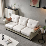 English Elm Living Room Furniture Linen Fabric Faux Leather With Wood Leg 2+3 Sectional (Beige)