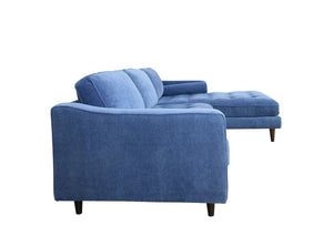 English Elm Anderson Raf Sectional Sofa Low Profile Denim Fabric Casual Living Room Chaise Seating B054S00002