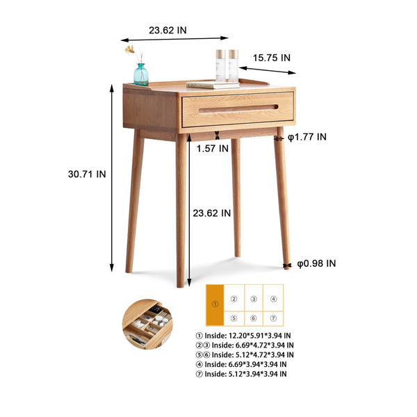 English Elm Dresser Solid Wood Bistro Desk with Storage Drawer for Bedroom or Entryway Nook W128362455