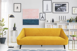 English Elm Baylee Contemporary Sofa Bold Yellow Upholstered 3 Seater for Bohemian Living Rooms B05467987