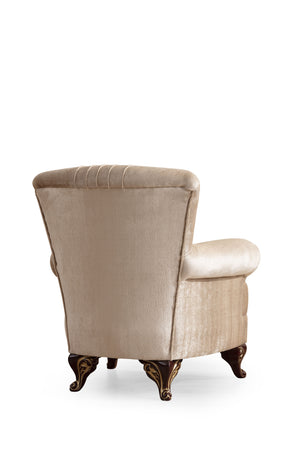 English Elm Traditional Carmen Chair with Beige Chenille Upholstery, Solid Wood Frame, Accent Pillows, Elegant Comfort and Charm B00968104