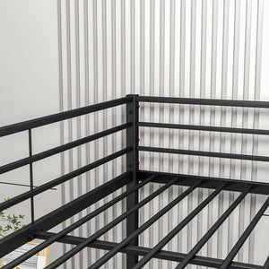 English Elm Full Heavy-Duty Metal Full Bunk Bed with Guard Rails, Space-Saving Twin-Over-Twin, 350lb Capacity, Easy Assembly, Black W84063611