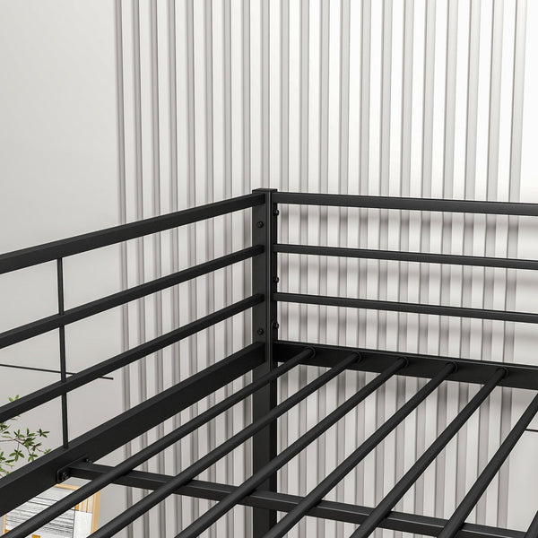 English Elm Full Heavy-Duty Metal Full Bunk Bed with Guard Rails, Space-Saving Twin-Over-Twin, 350lb Capacity, Easy Assembly, Black W84063611