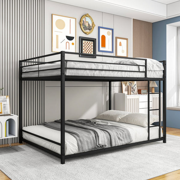 English Elm Full Heavy-Duty Metal Full Bunk Bed with Guard Rails, Space-Saving Twin-Over-Twin, 350lb Capacity, Easy Assembly, Black W84063611
