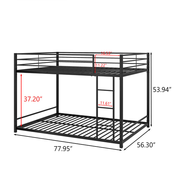 English Elm Full Heavy-Duty Metal Full Bunk Bed with Guard Rails, Space-Saving Twin-Over-Twin, 350lb Capacity, Easy Assembly, Black W84063611